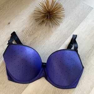 Freya Deco Dot Moulded Underwire Bra polka dot purple black size 32 I‎